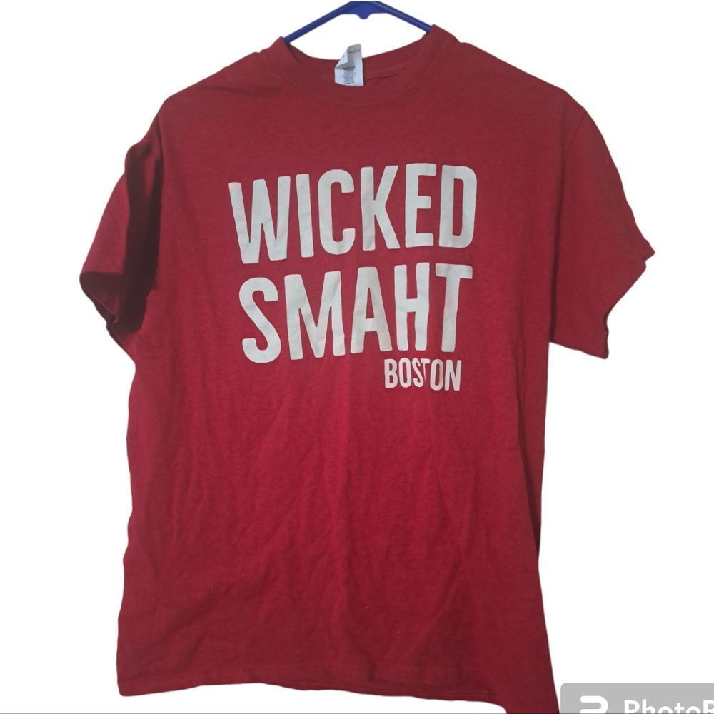 Wicked Smaht Boston Gildan Red Tee Tshirt